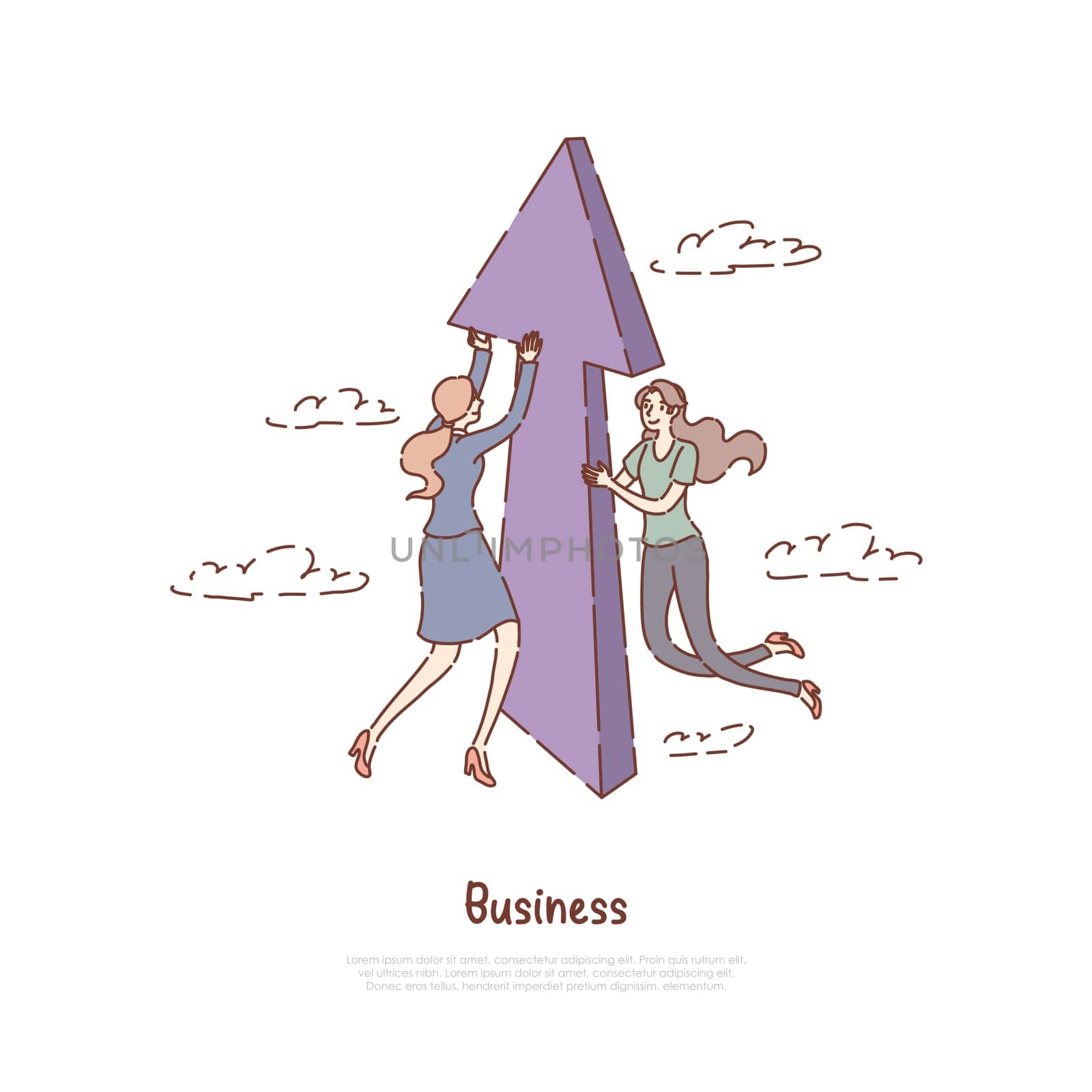 Successful entrepreneurship, progress, business development metaphor, job, promotion,coworking banner. Career growth, colleagues cooperation metaphor concept cartoon sketch. Flat vector illustration