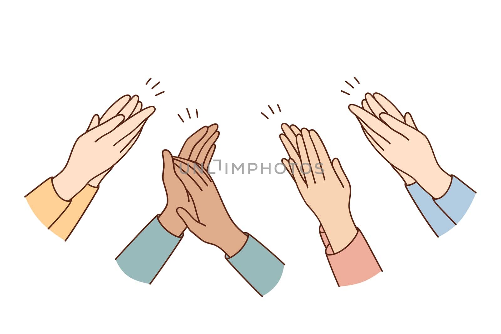 Human hands clapping and applauding concept. People crowd applauding to congratulate success job cheering and ovation vector concept