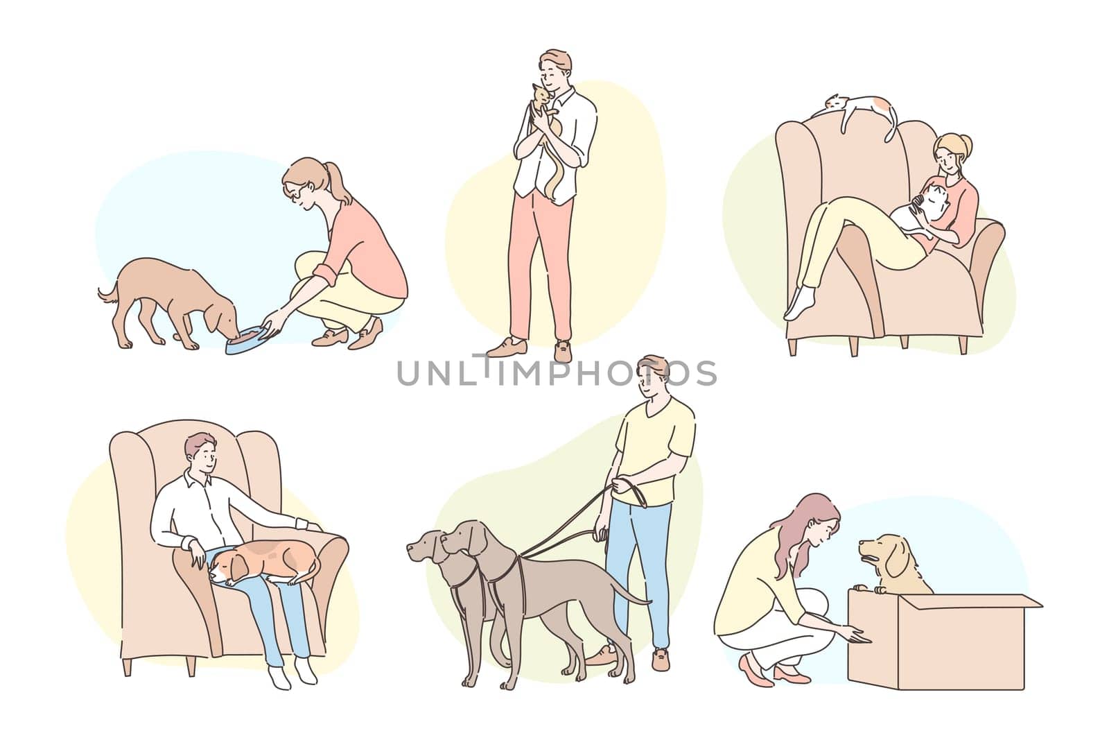 People with pets set concept by VECTORIUM