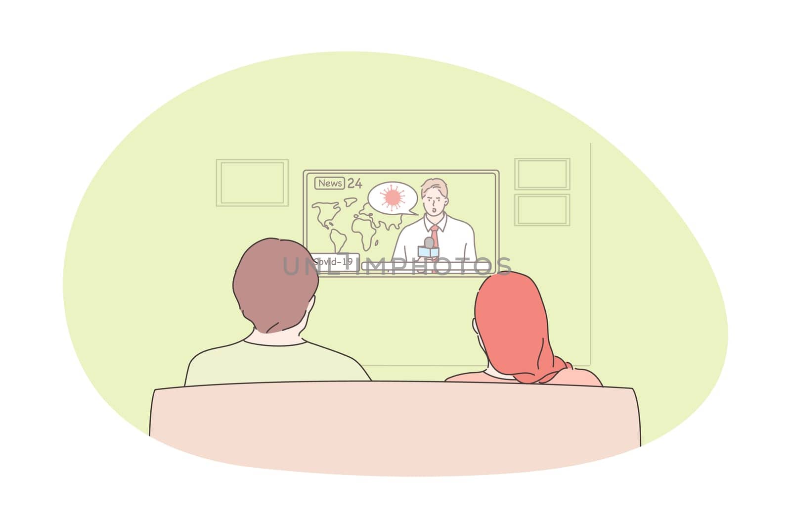 Watching television, programs, news, weather forecast concept