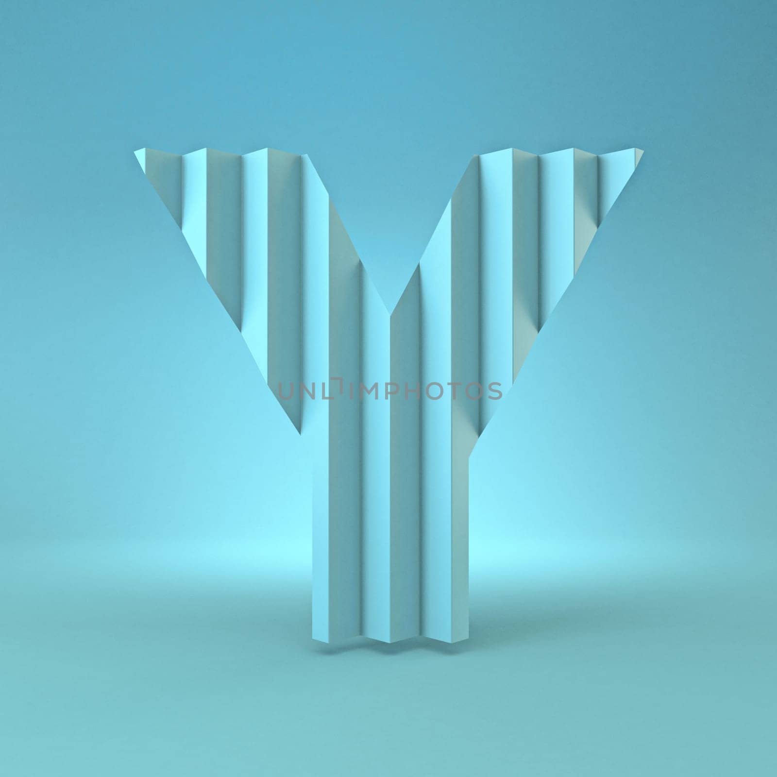 Cold blue font Letter Y 3D render illustration on blue background