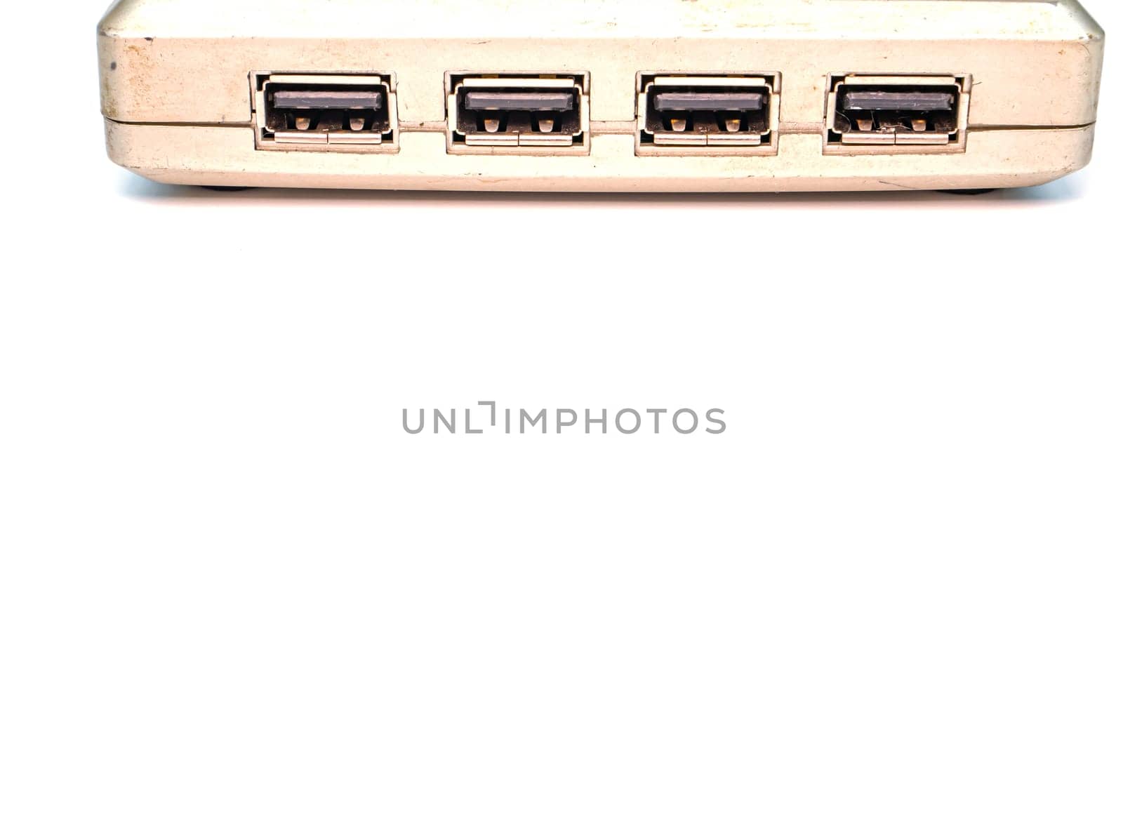 USB connection switch for digital data transmission. Digital data transmission technologies. Connecting the device to a computer. Pairing Mobile Devices. White background. Place for text.