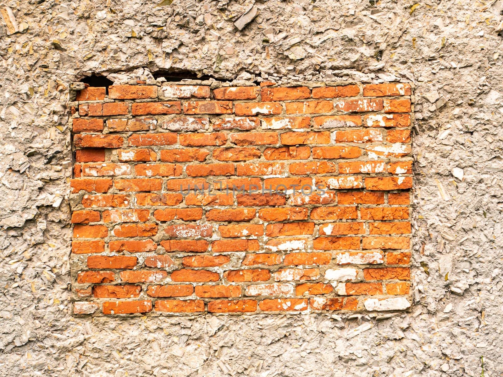 Texture of an old red brick wall. Background image place for text. Poster. Billboard. Template. Construction industry. Concrete block. Framing.