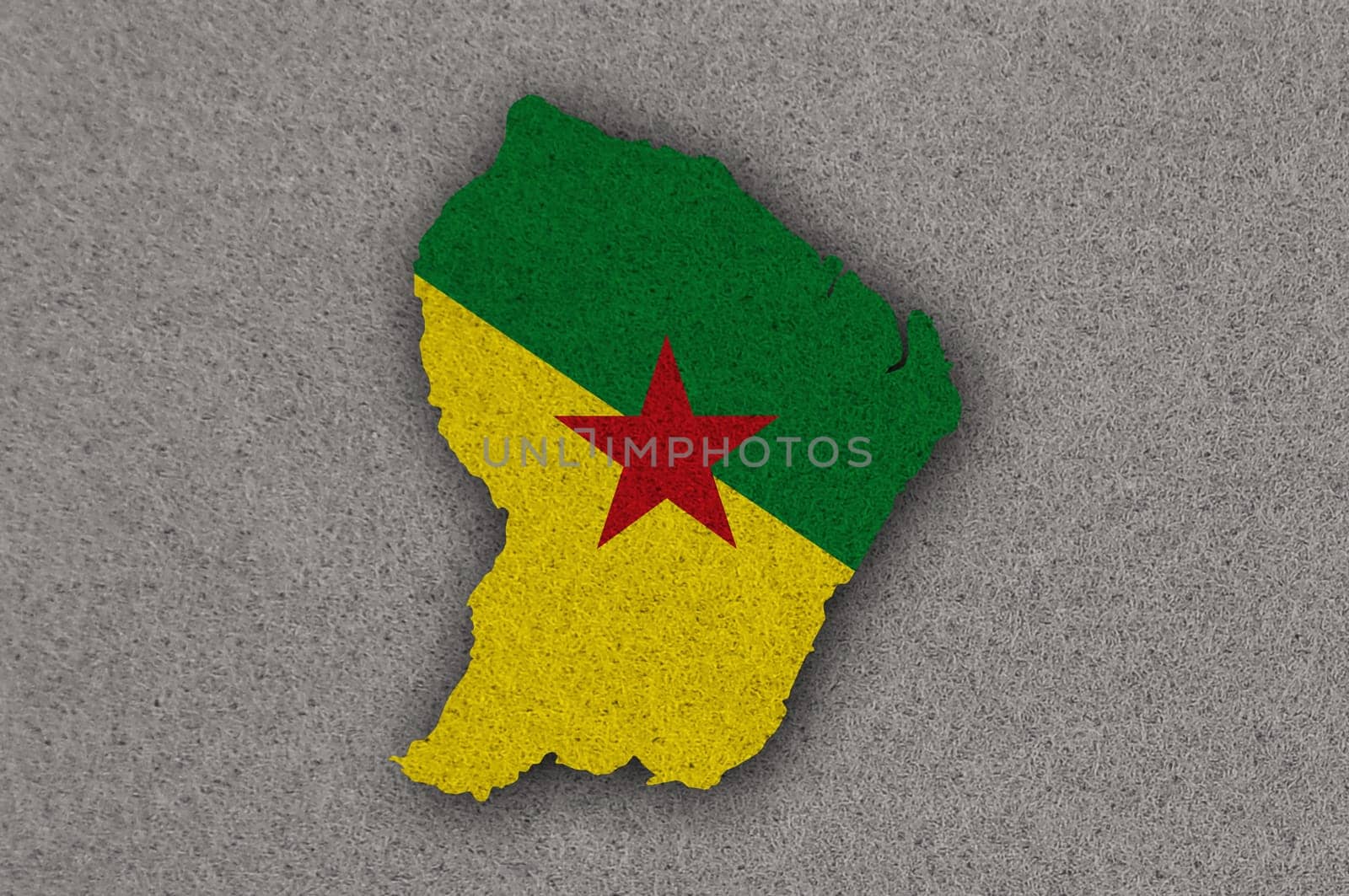 Map and flag of French Guiana on felt