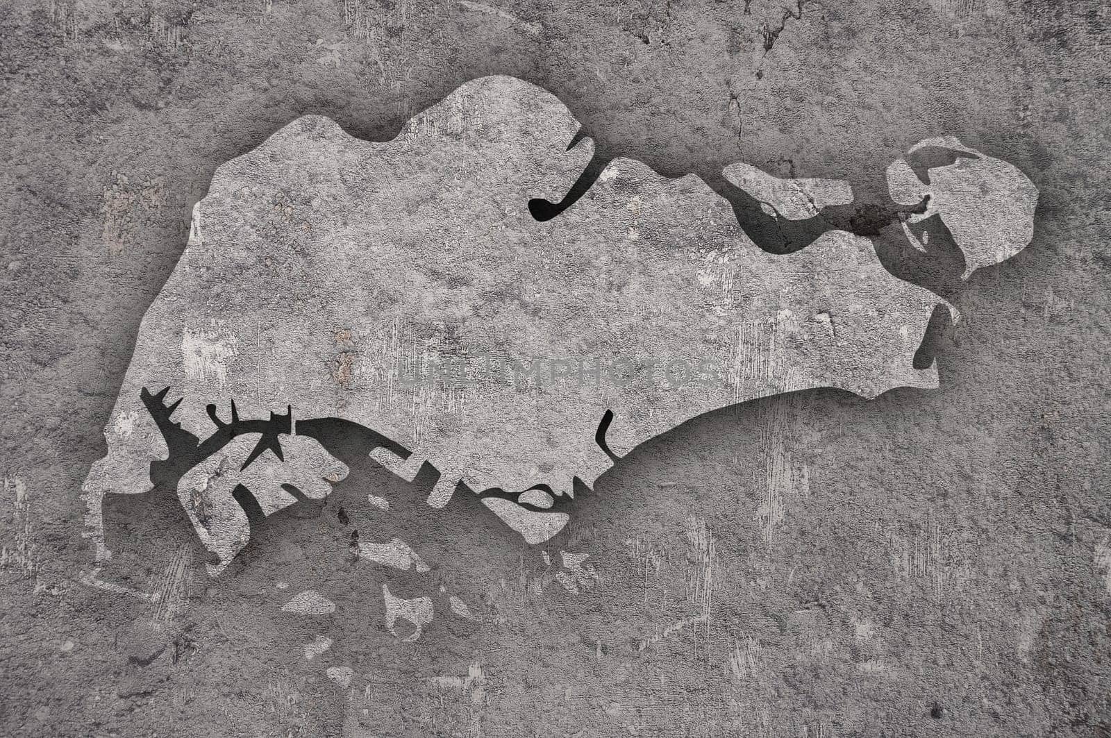 Map of Singapur on weathered concrete