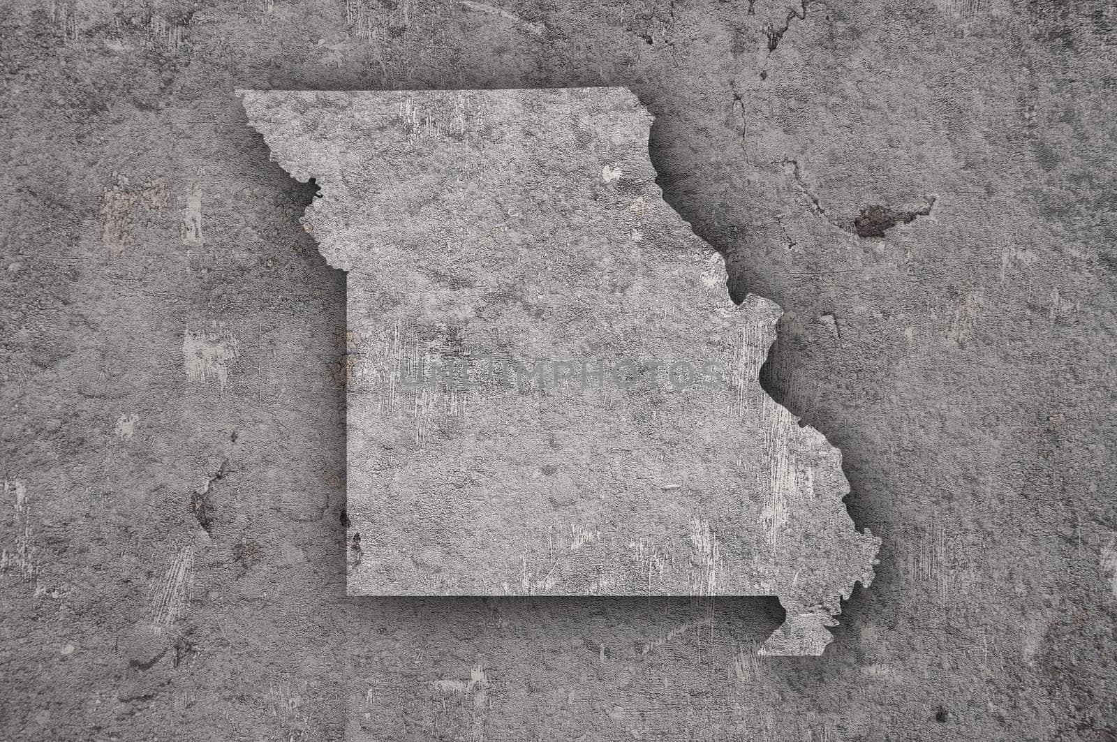 Map of Missouri on weathered concrete