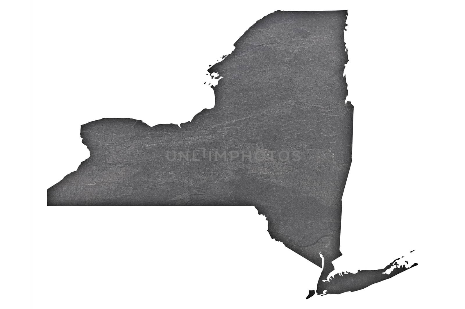 Map of New York on dark slate