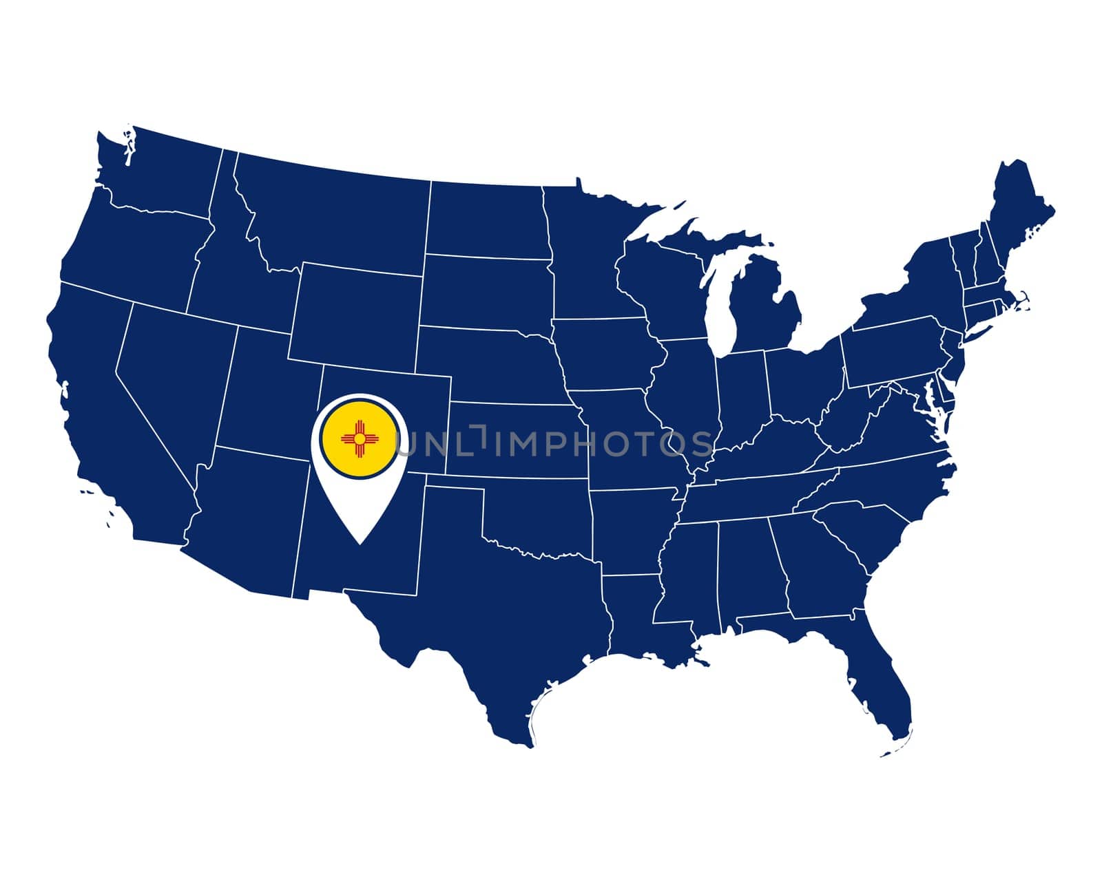 Fahne von New Mexico in Pin und USA Karte