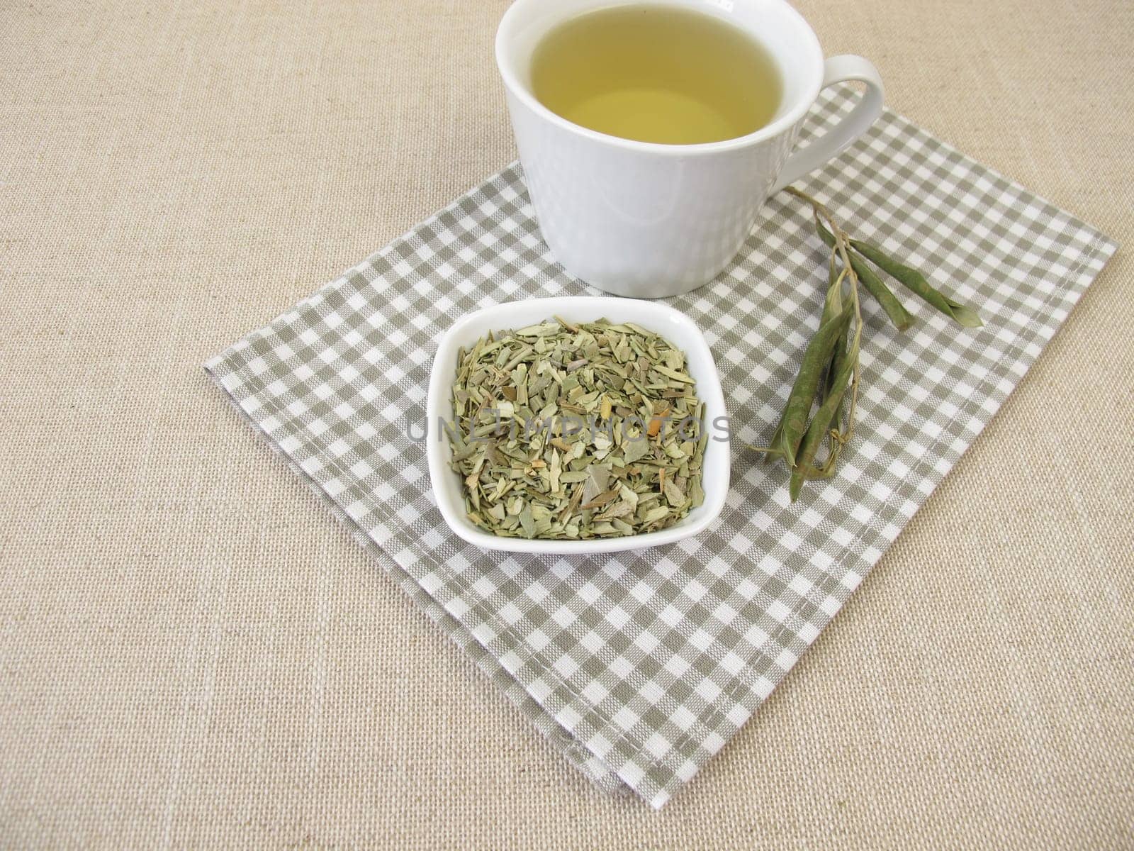 Olive leaf tea - tea from dried and cut olive leaves