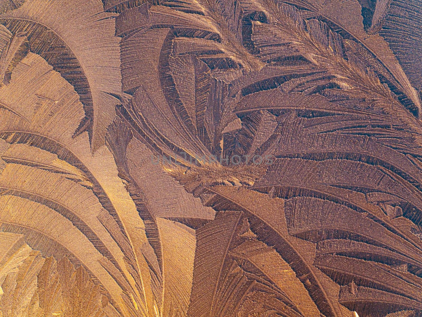 The texture of patterns of frost on the glass in winter. Frosty pattern on a glass window. White snow. Frozen water. Crystals of ice. Winter season. Weather. Weather forecast. Background image.