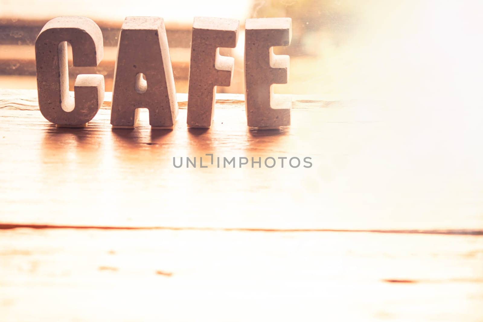 Cafe letter. Vintage Sign Made With Wooden Letters