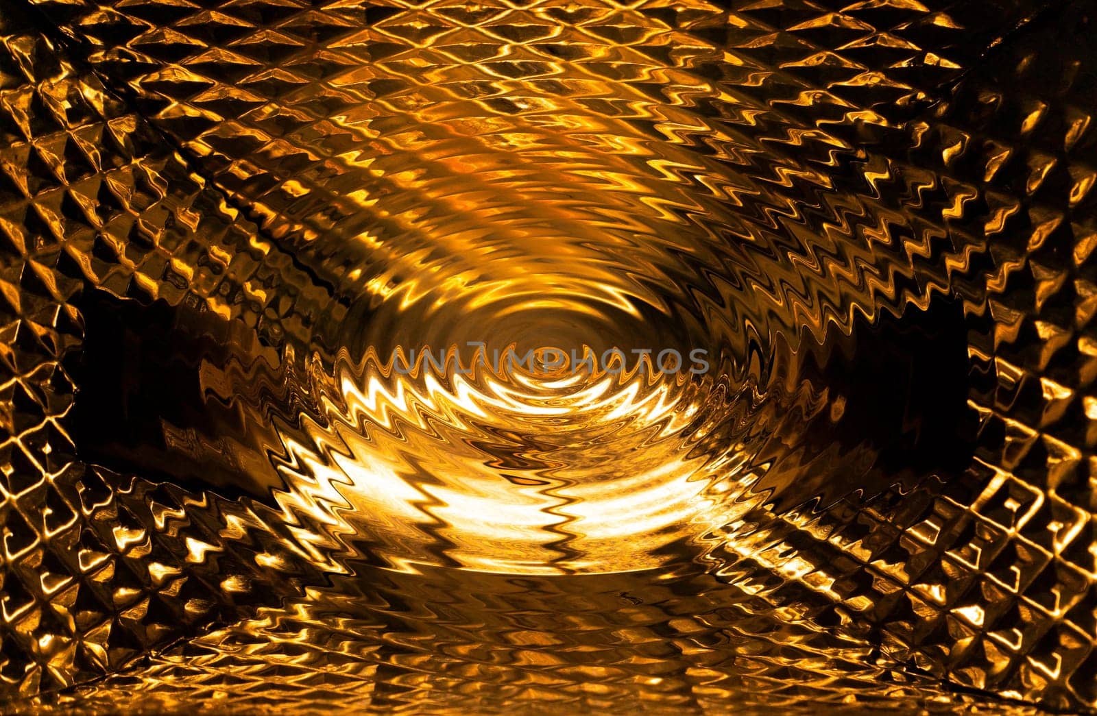 Illustration of abstract swirls in gold tones. Golden cycle. Whirlpool on the water. Dragotsunnaya spiral. Fantasy abstract illustration. Background image. Place for text. Poster. Booklet. Billboard.