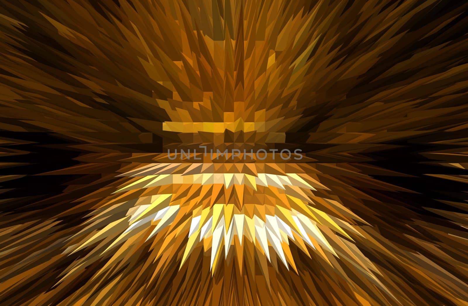 Abstract illustration of a space star explosion in gold tones. Space theme. The speed of light. Abstract illustration. Gold colors. Background image. Place for text. Poster. Booklet.