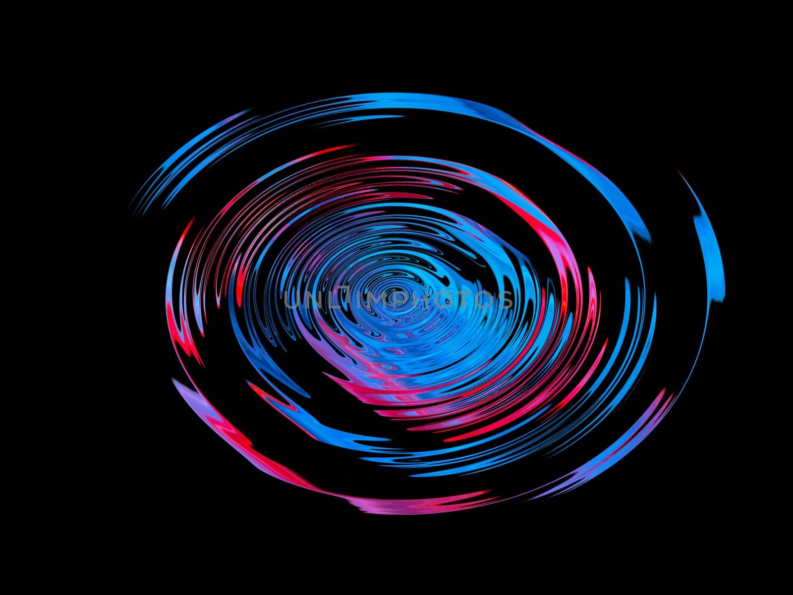 Abstract illustration in blue and red colors on a black background. Space theme. The cycle. Explosion of a space star. Spikes and squares. Background image. Place for your text.