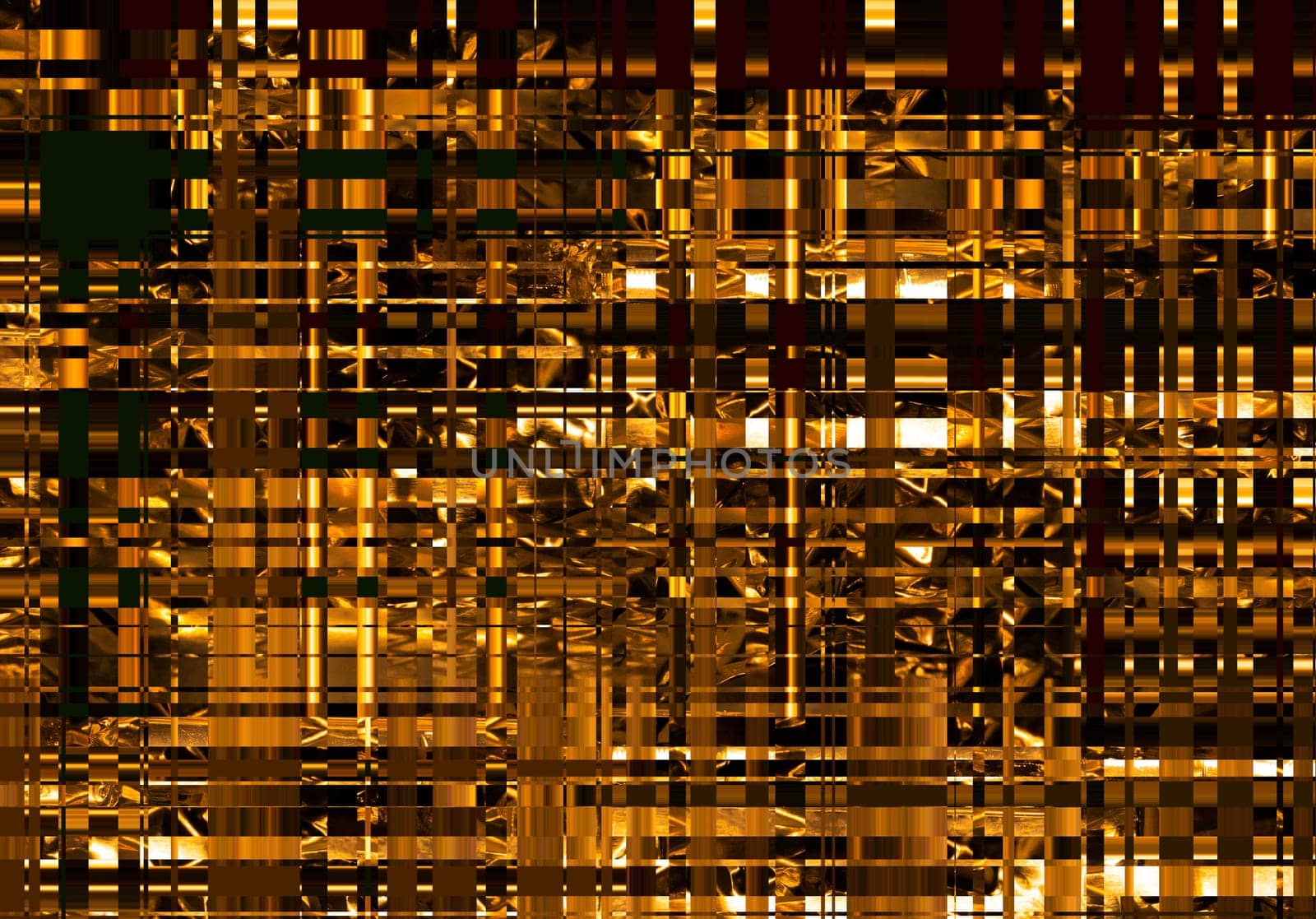 Abstract illustration of intersecting squares in gold tones. Textured image of the surface of a square structure. Abstract illustration. Gold colors. Background image. Place for text. Poster. Booklet.