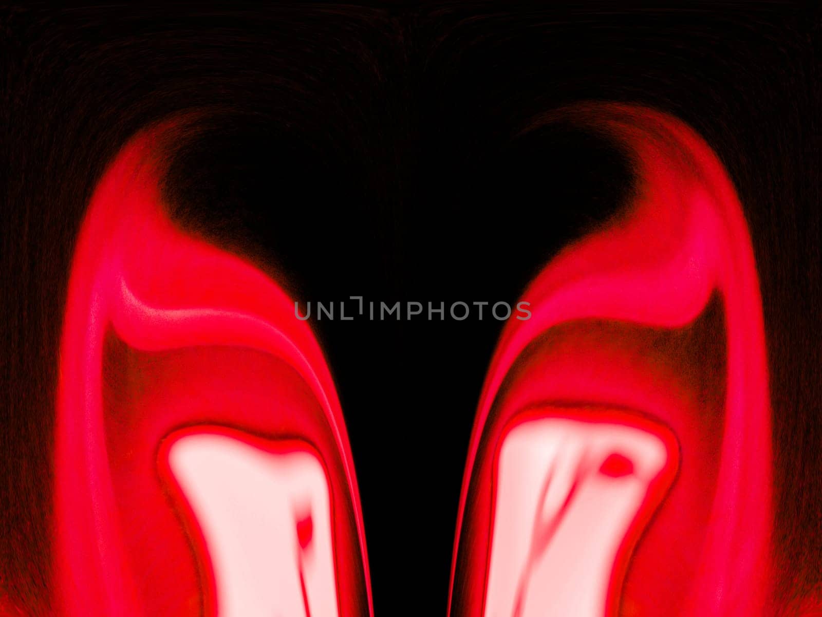 Red abstract volcanic magma on a black background. Space. Devil eyes. Halloween holiday. Fantastic theme. Red lights on a black background. Illustration. Template for text. Background image.