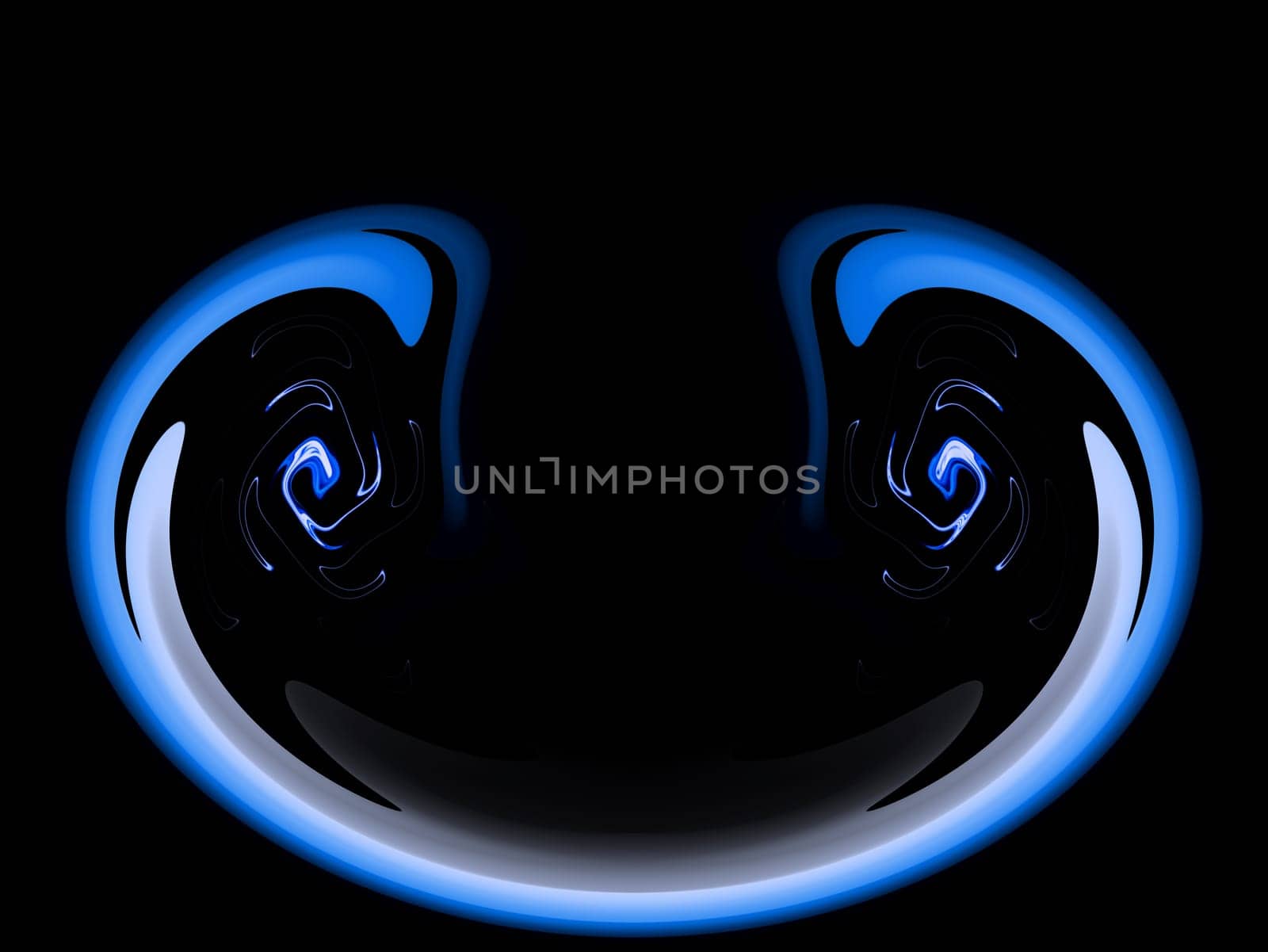 Abstract water bubble with eyes on a black background. Space. Devil eyes. Halloween holiday. Fantastic theme. Blue head on a black background. Illustration. Template for text. Background image.