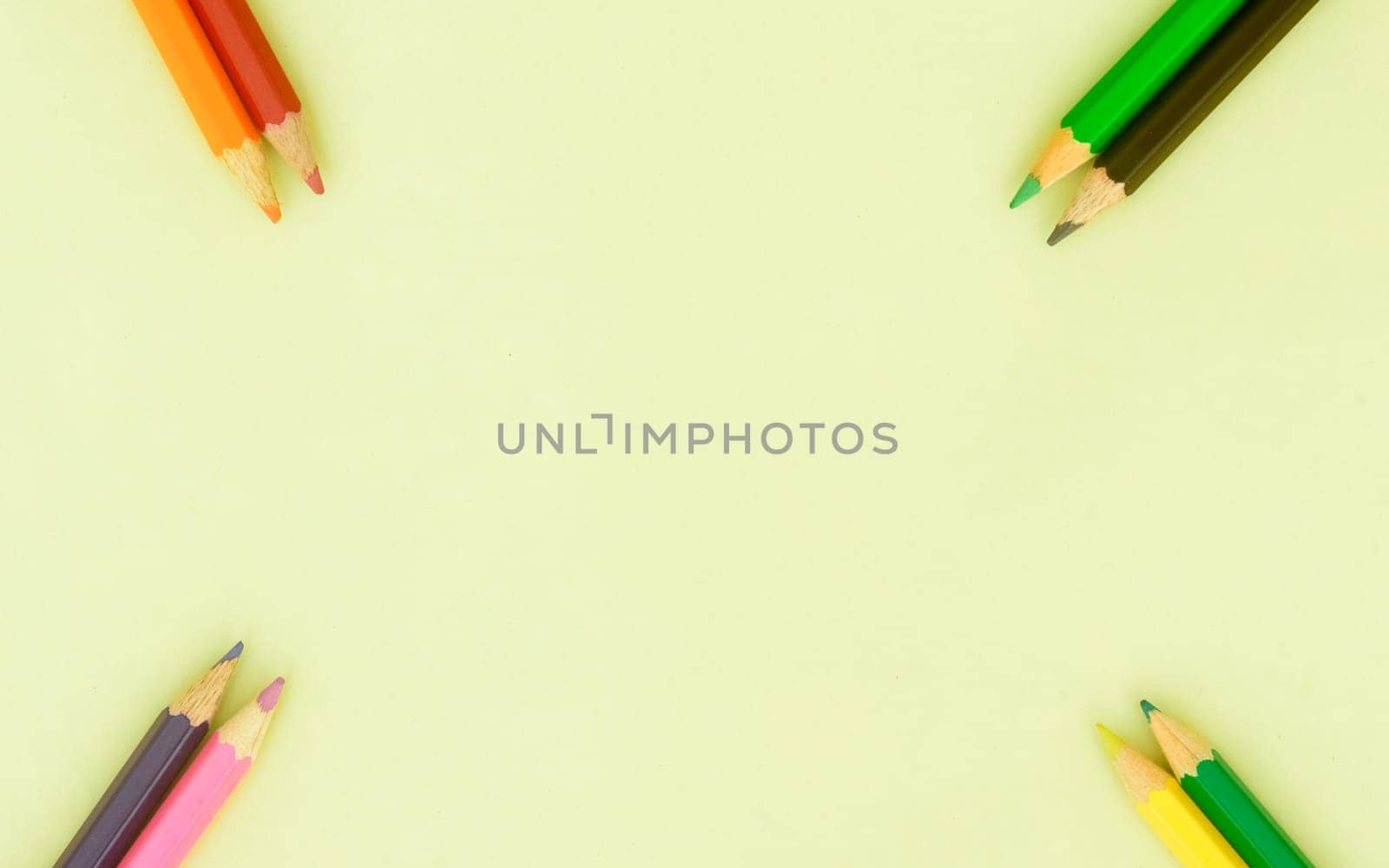 Color pencil background photography. Multi colored pencil pointing image backgrounds. Copy Space
