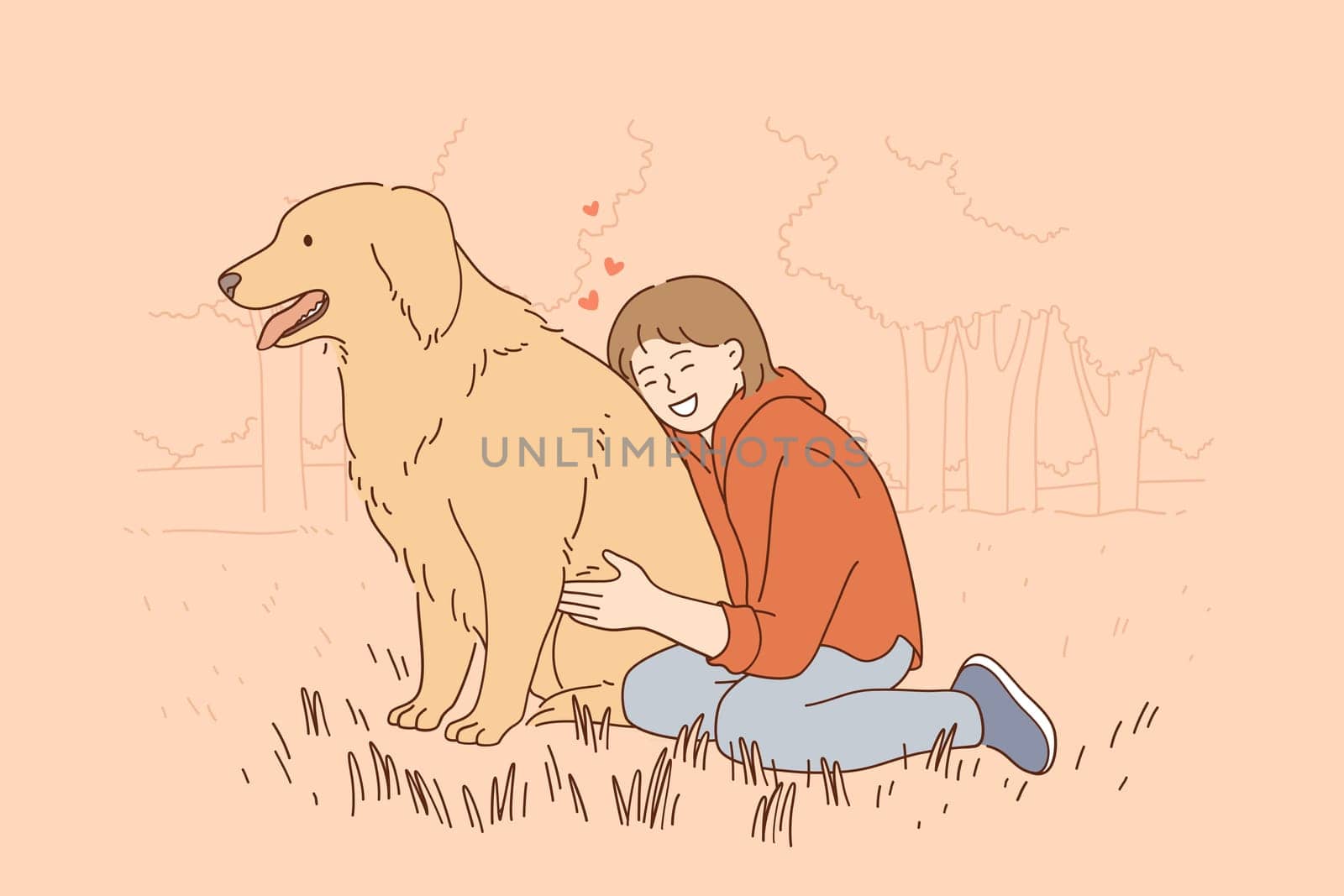 Friendship, children and pets concept by VECTORIUM