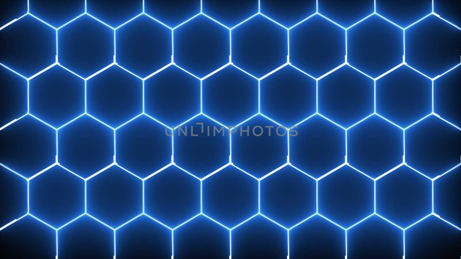 Decorative geometric tracery with 3d render honeycomb. Rhombic glowing elements in futuristic lines with simple ornaments. Light mosaic with modern minimalist polygonal interior