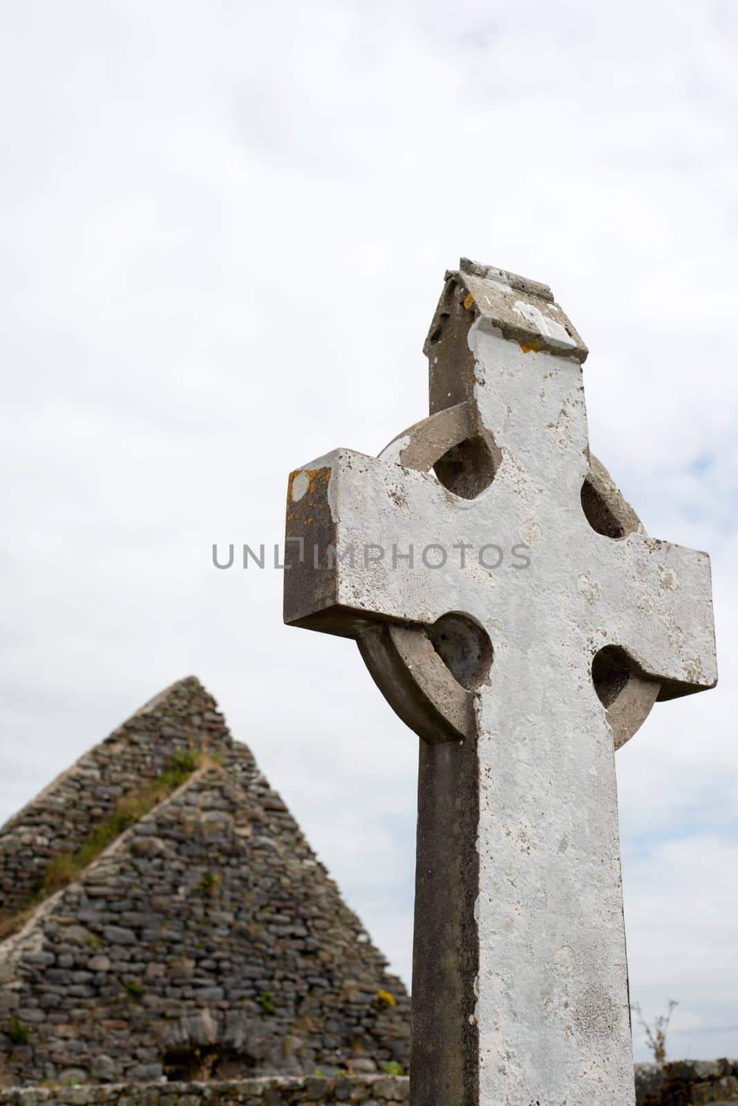 old celtic cross head stone from a grave yard in county kerry ireland