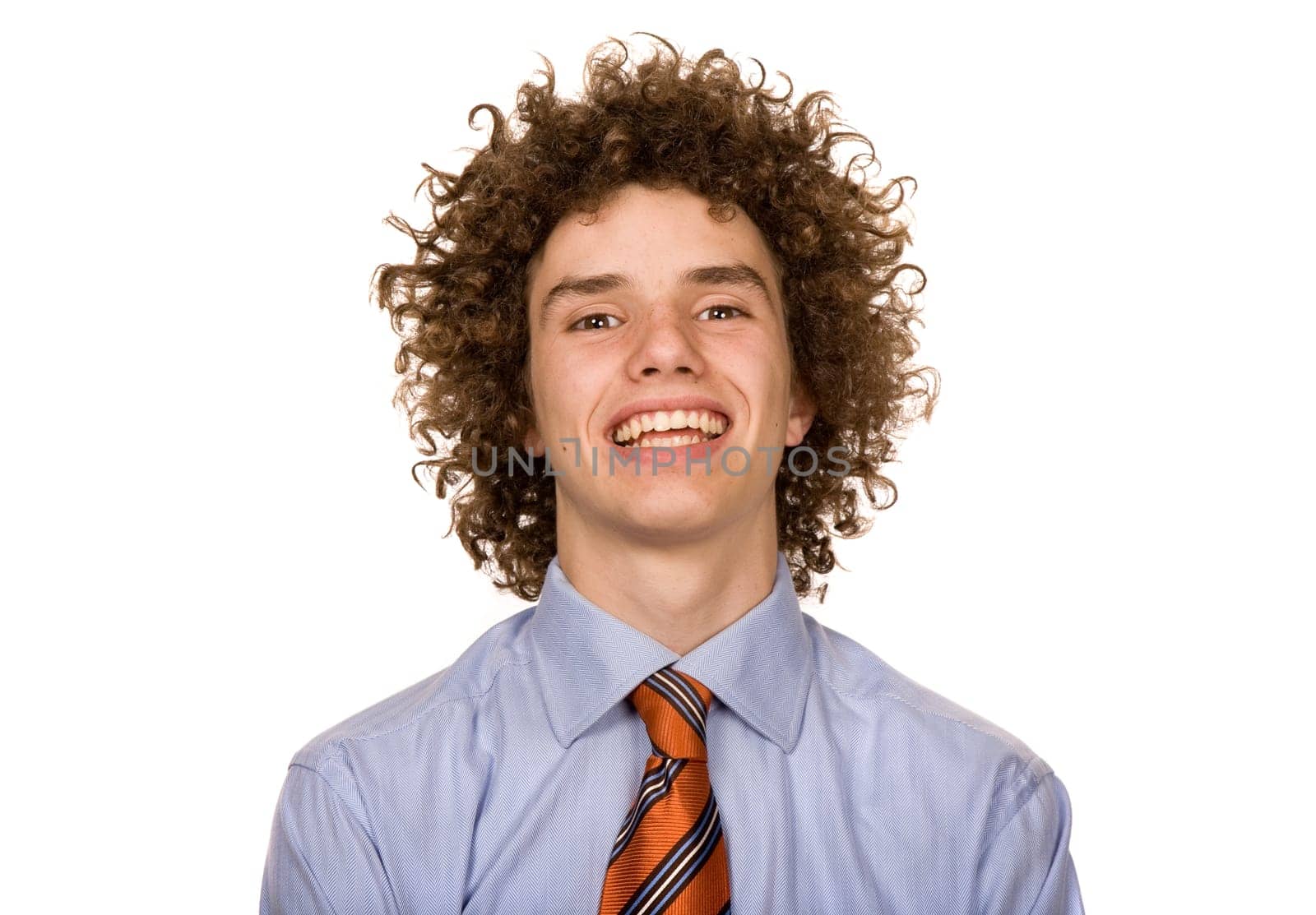 happy young man portrait isolated on white