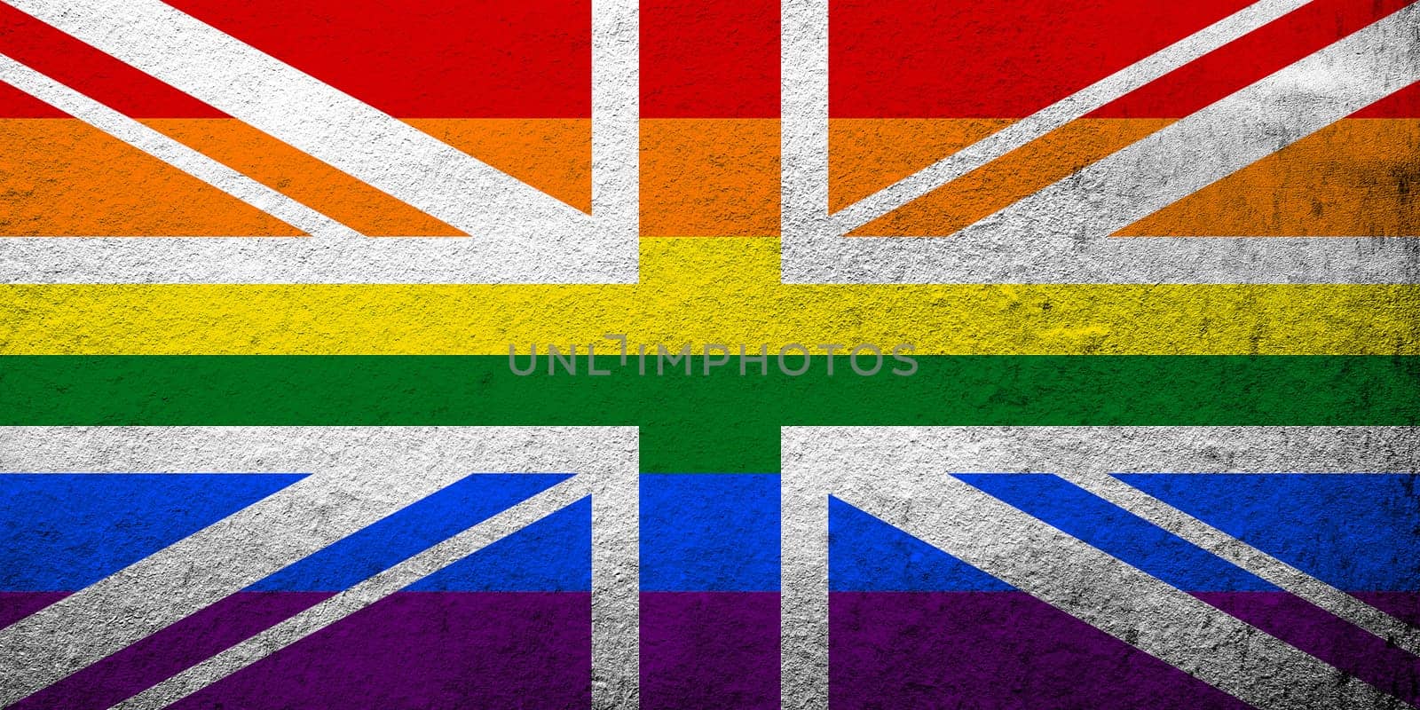 United Kingdom Union JackRainbow LGBT pride flag. Grunge background