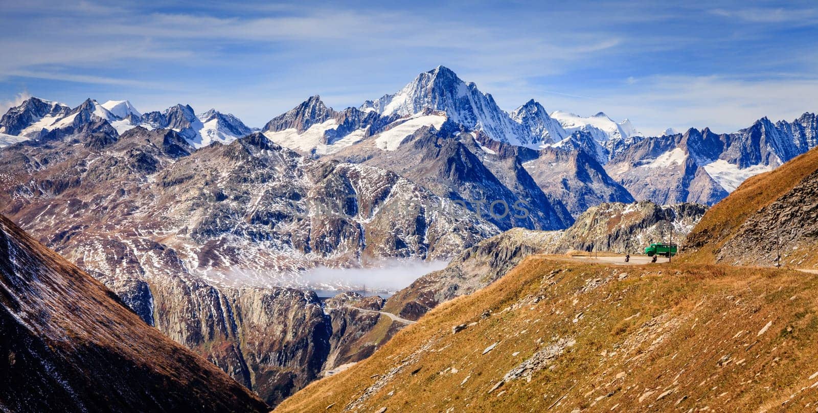 Scenic view of snow-capped alpine peaks in Switzerland