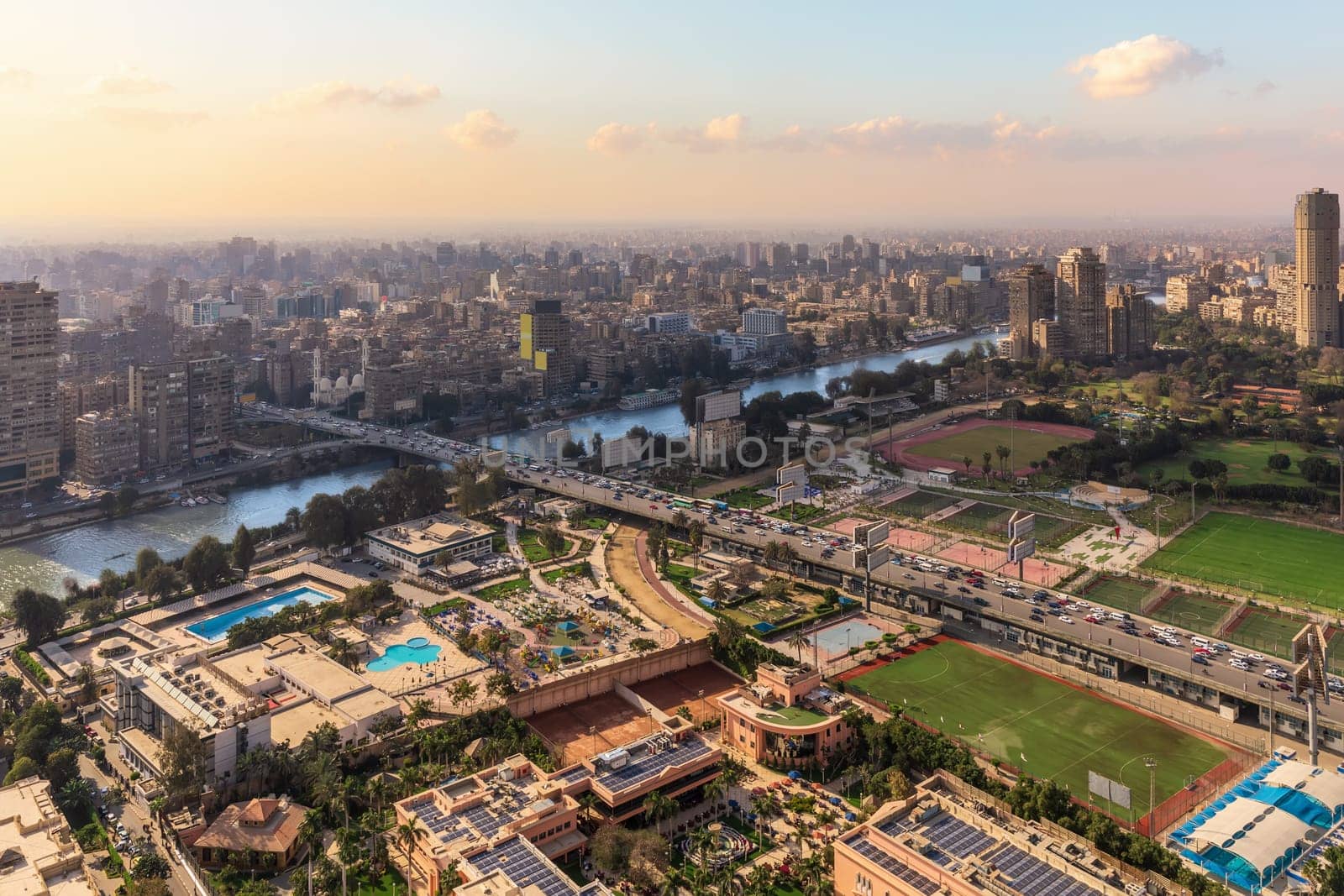 Gezira island in the centre of Cairo and the Nile, Egypt.