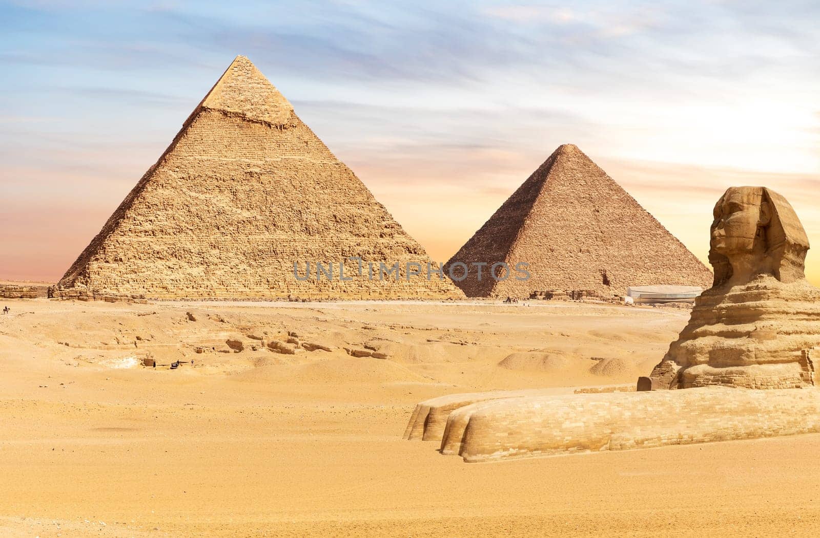 Famous Pyramids of Egypt and the Great Sphinx, Giza.