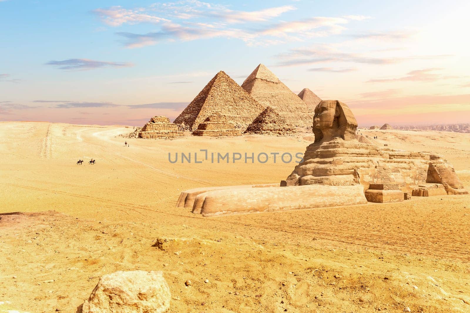 The Pyramids of Egypt and the Great Sphinx, Giza.