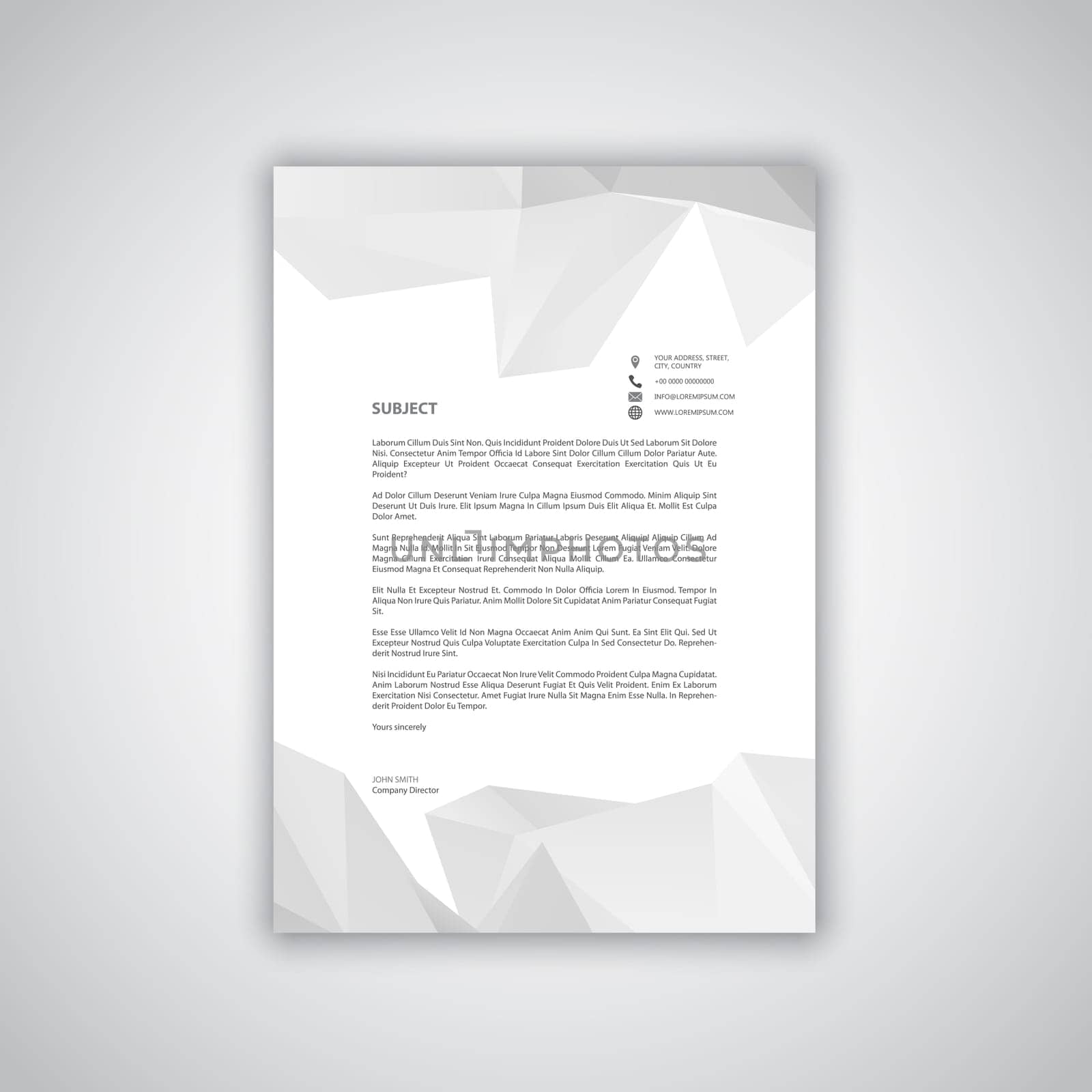 Letterhead template with low poly design