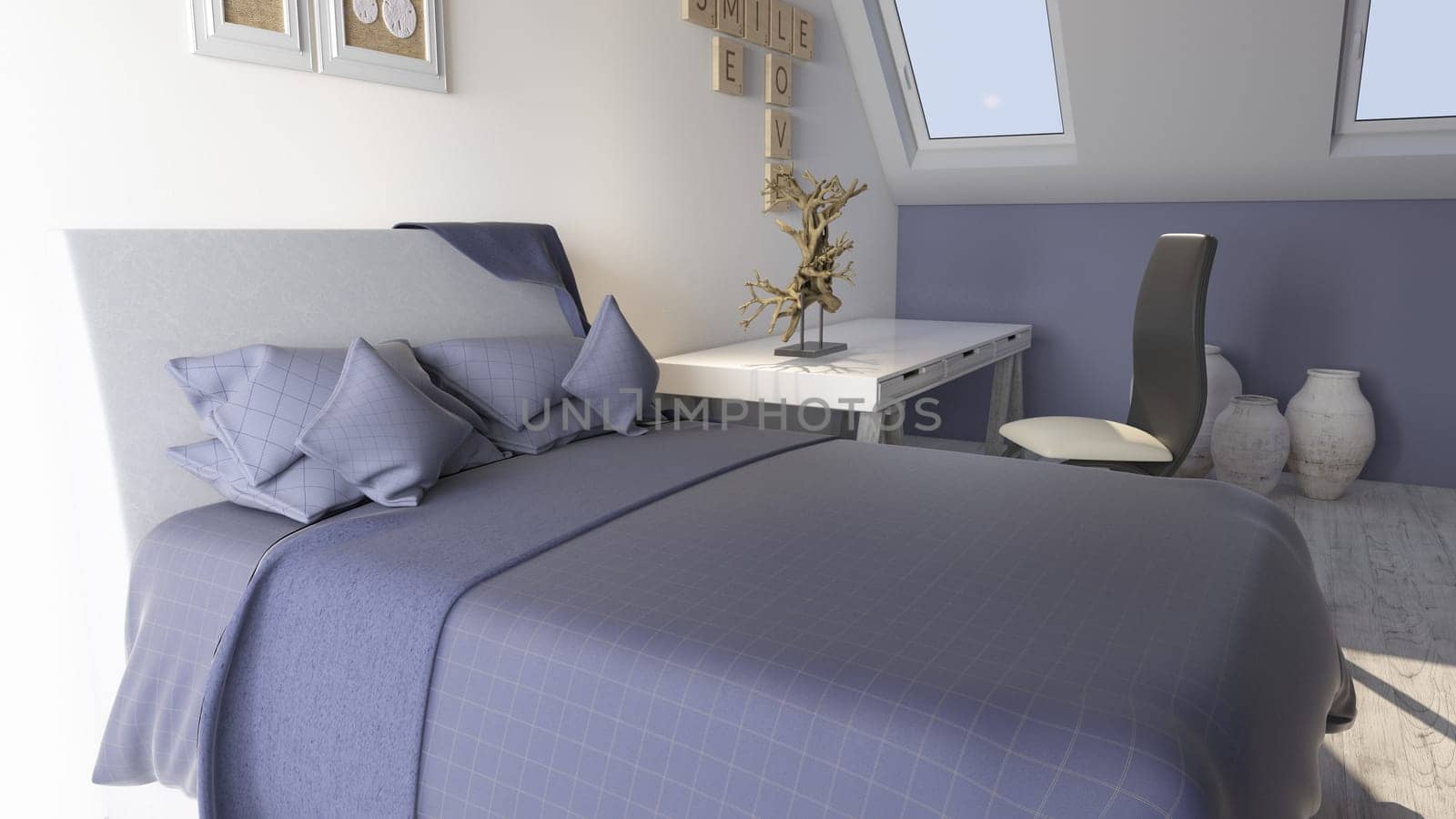 Render of 3D Contemporary Bedroom Interior
