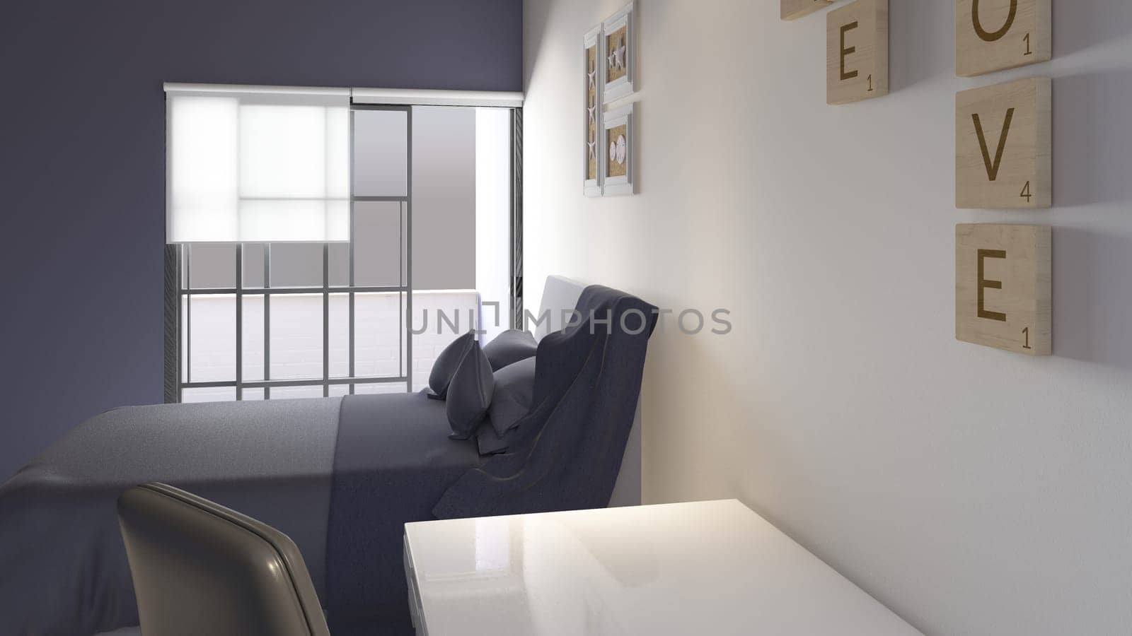 Render of 3D Contemporary Bedroom Interior