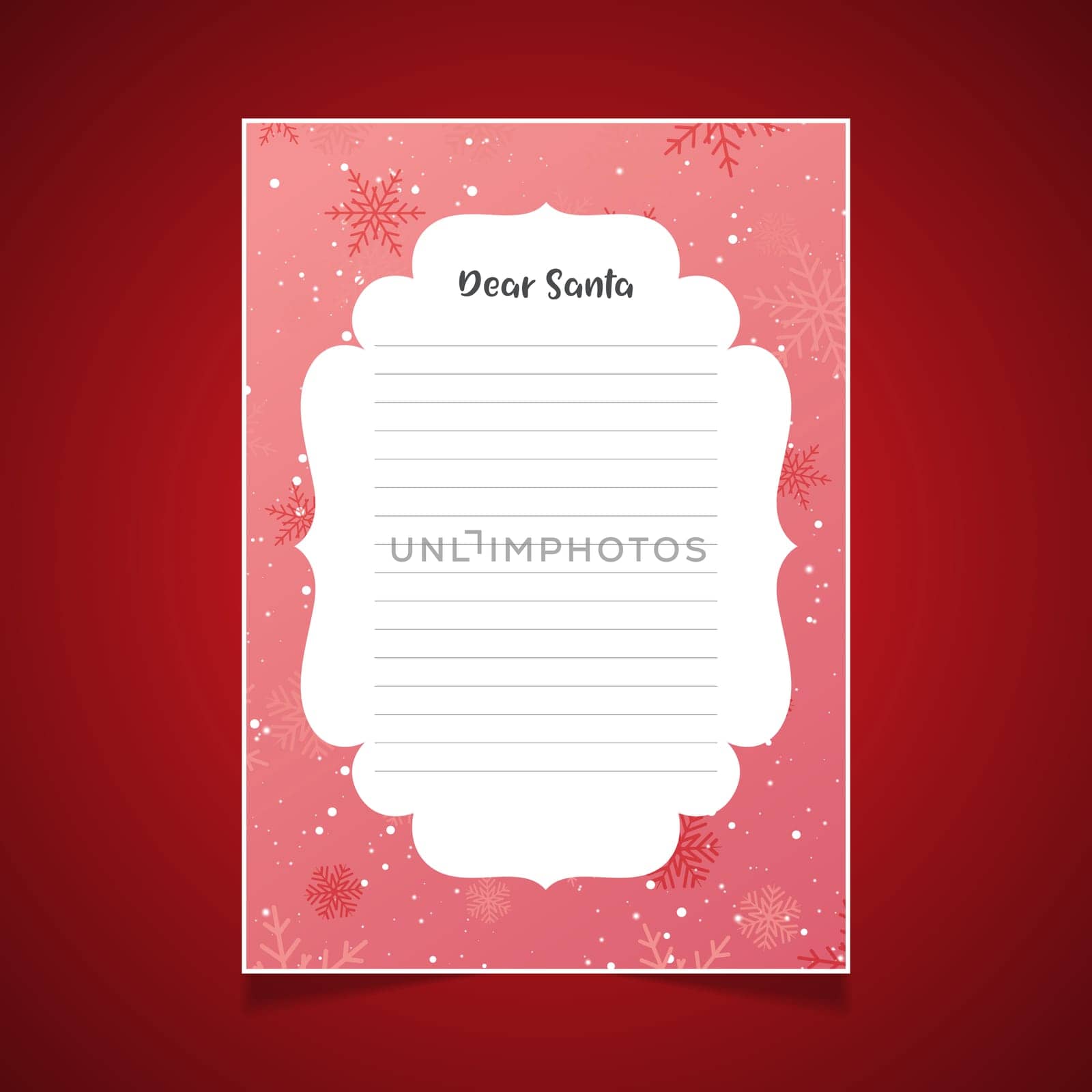 Christmas letter to Santa with snowflakes design
