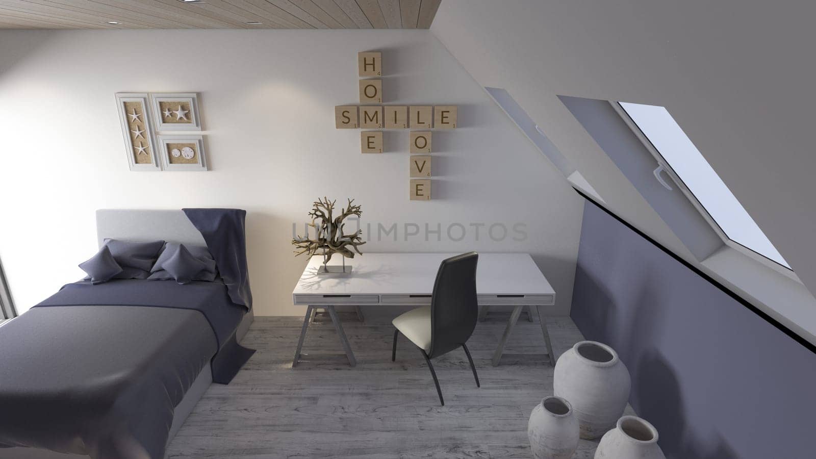 Render of 3D Contemporary Bedroom Interior