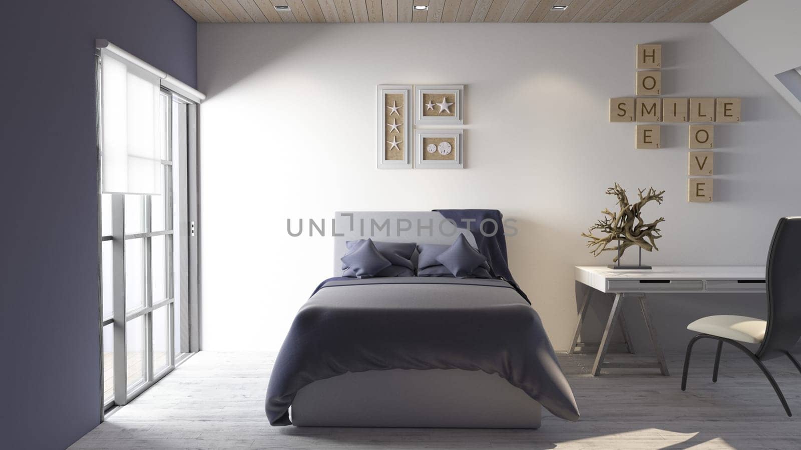 Render of 3D Contemporary Bedroom Interior