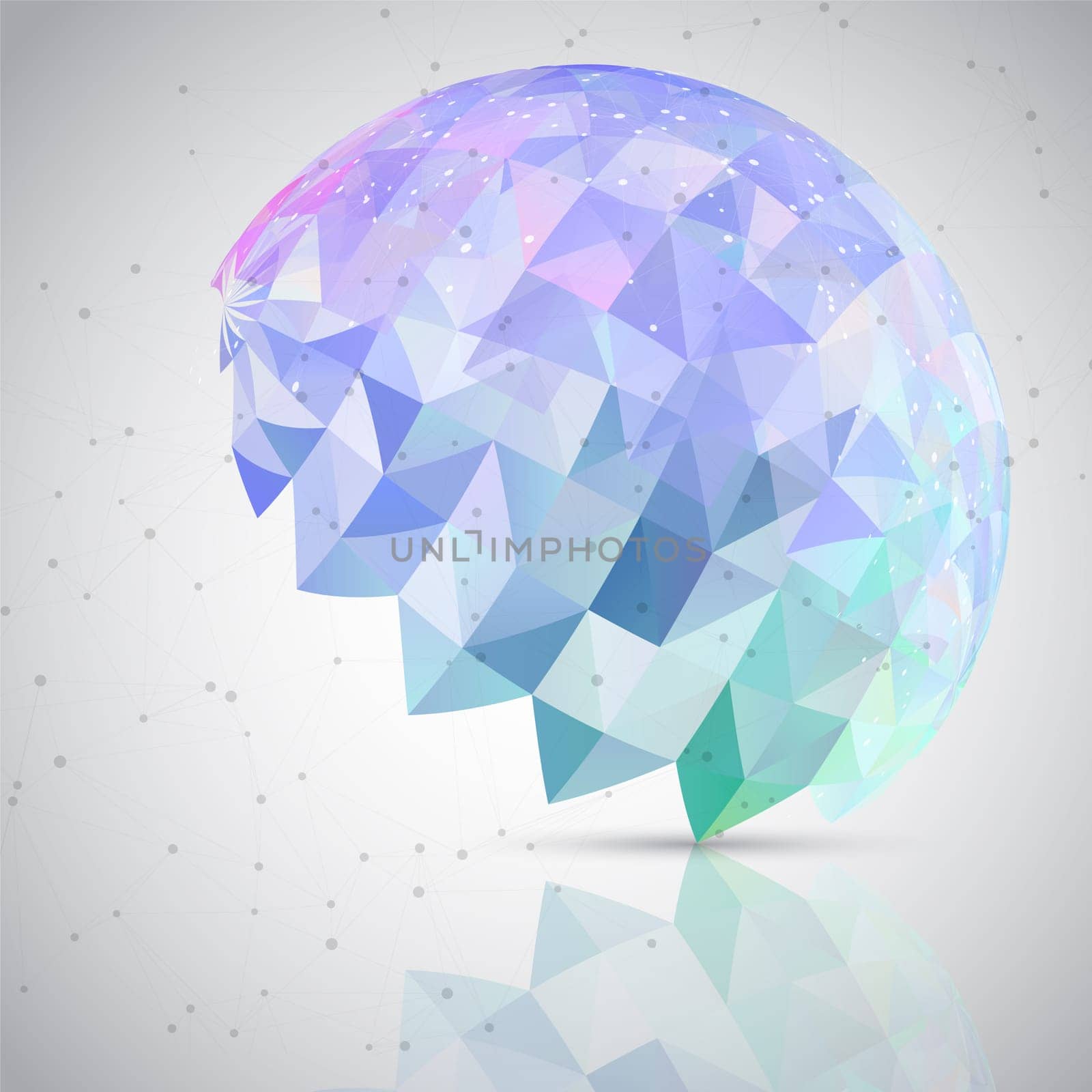 Modern techno background with low poly brain design