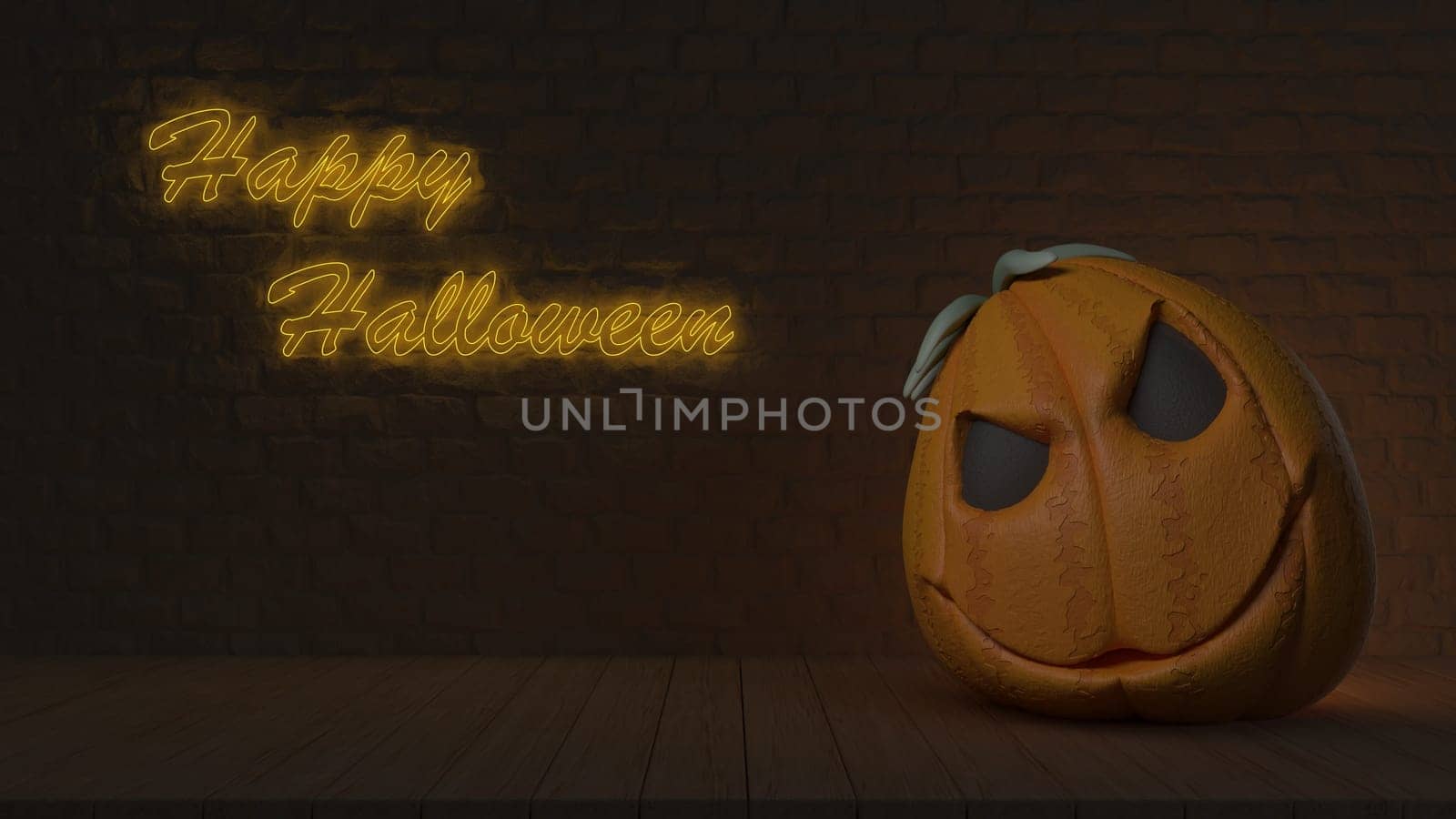 3D render of a Halloween background with cute pumpkins
