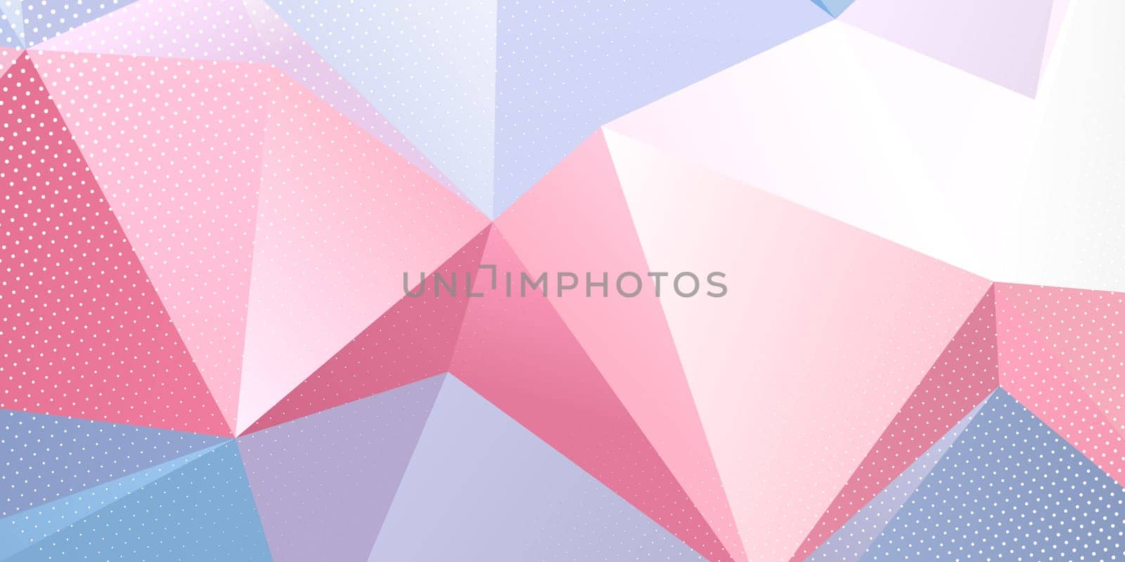 Abstract banner with low poly design and halftone dots overlay