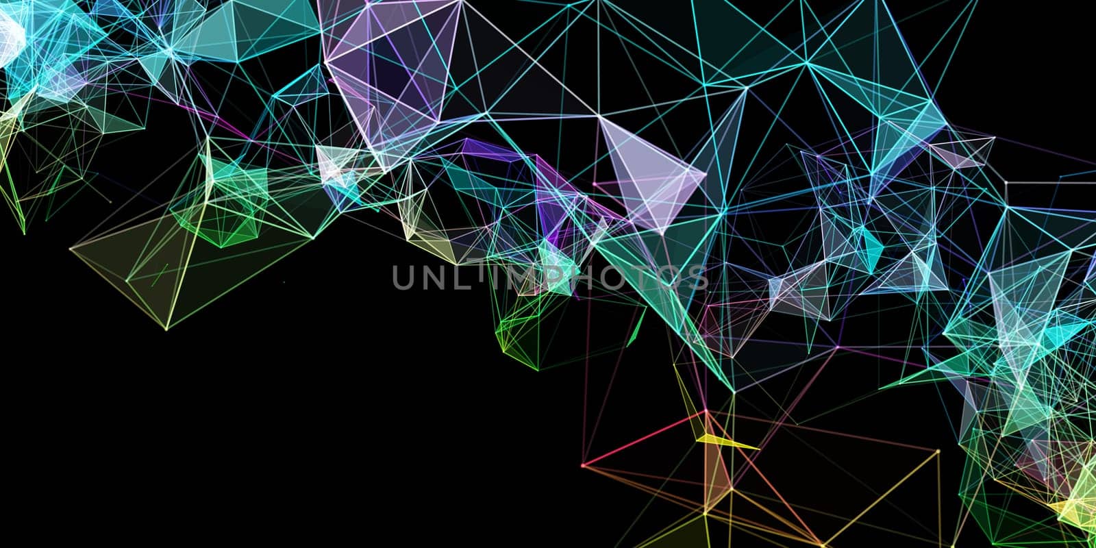 Abstract banner with a low poly plexus design