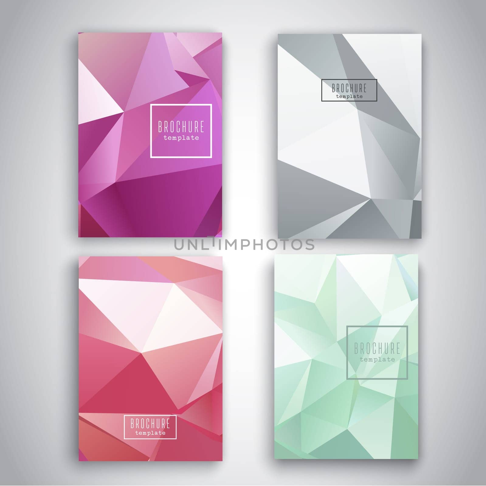 Collection of brochures with low poly designs