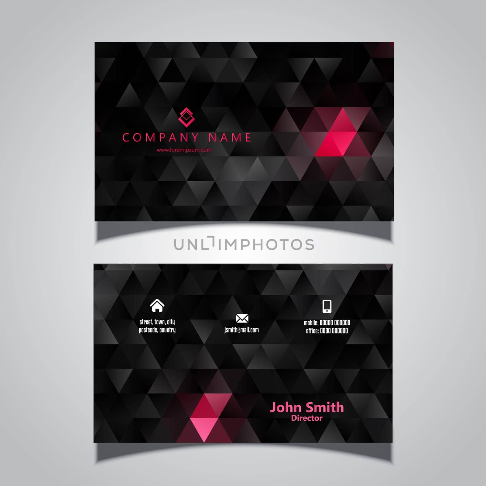 Business card with a low poly modern design