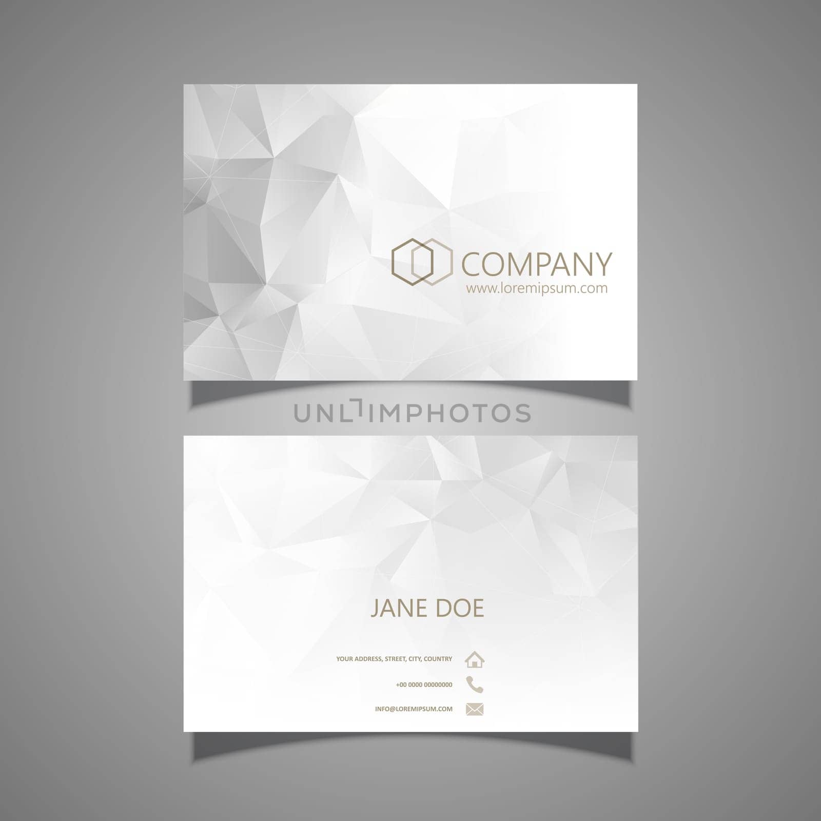 Business card template with a low poly design