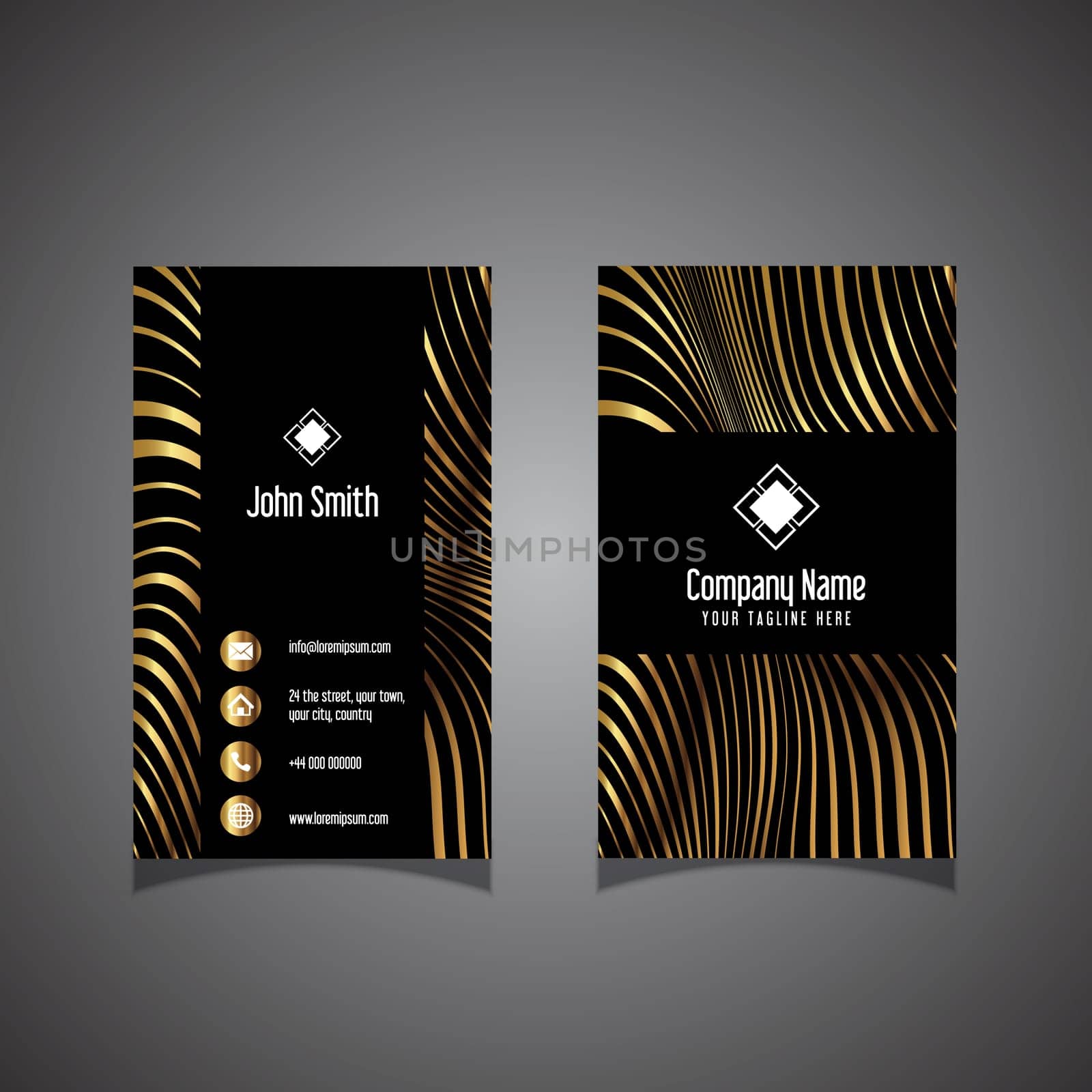 Business card with a modern warped striped design