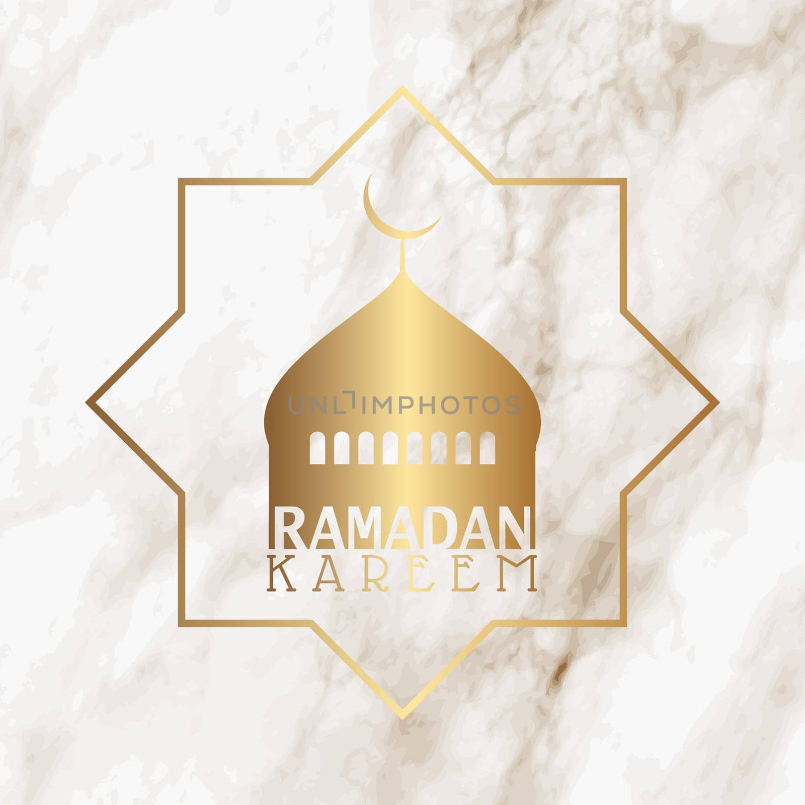 Ramadan background with mosque silhouette on a marble texture