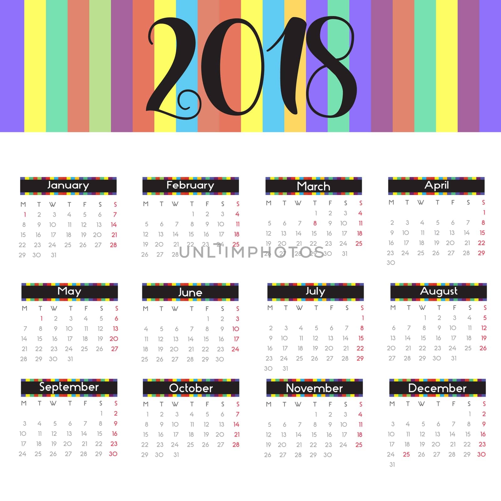 Modern calendar design for 2018