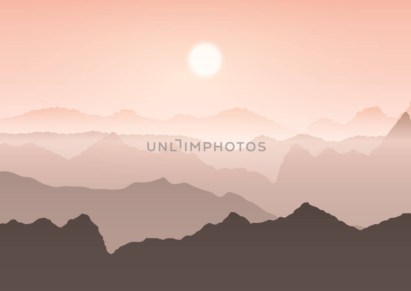 Mountain landscape against a sunset sky