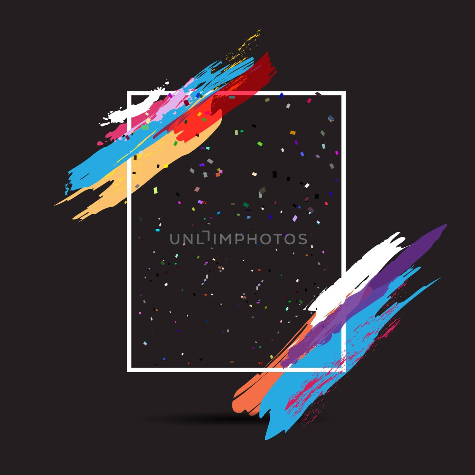 Modern frame design background with grunge paint strokes