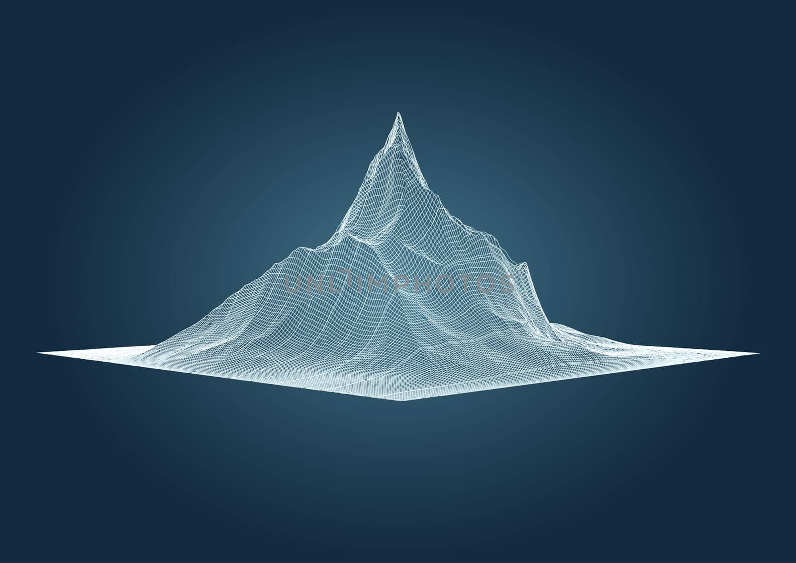 Abstract mountain landscape in a detailed wireframe landscape design